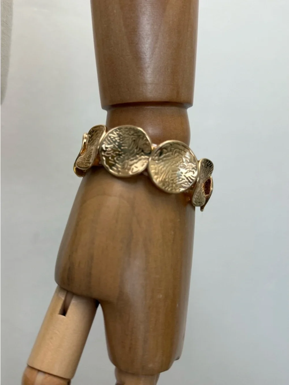 Gold Tone Coin Bracelet Women’s Stretch Statement Chunky Medallion Jewelry